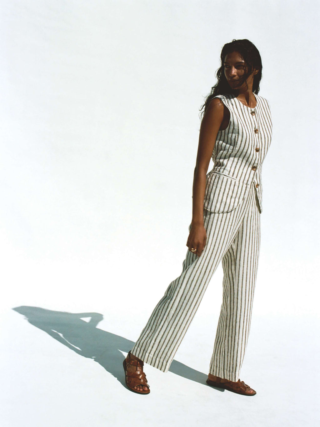 Sun Strider Linen Pant - Cocoa Grove Stripe