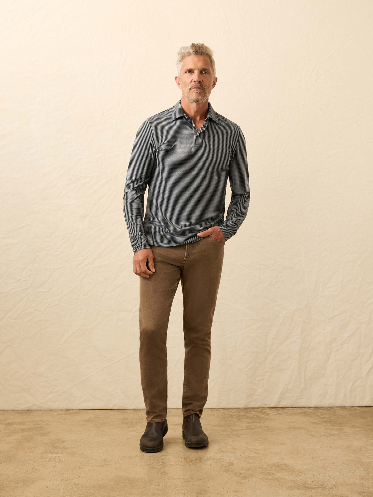 Long-Sleeve Movement™ Polo - Moonlight Point Stripe