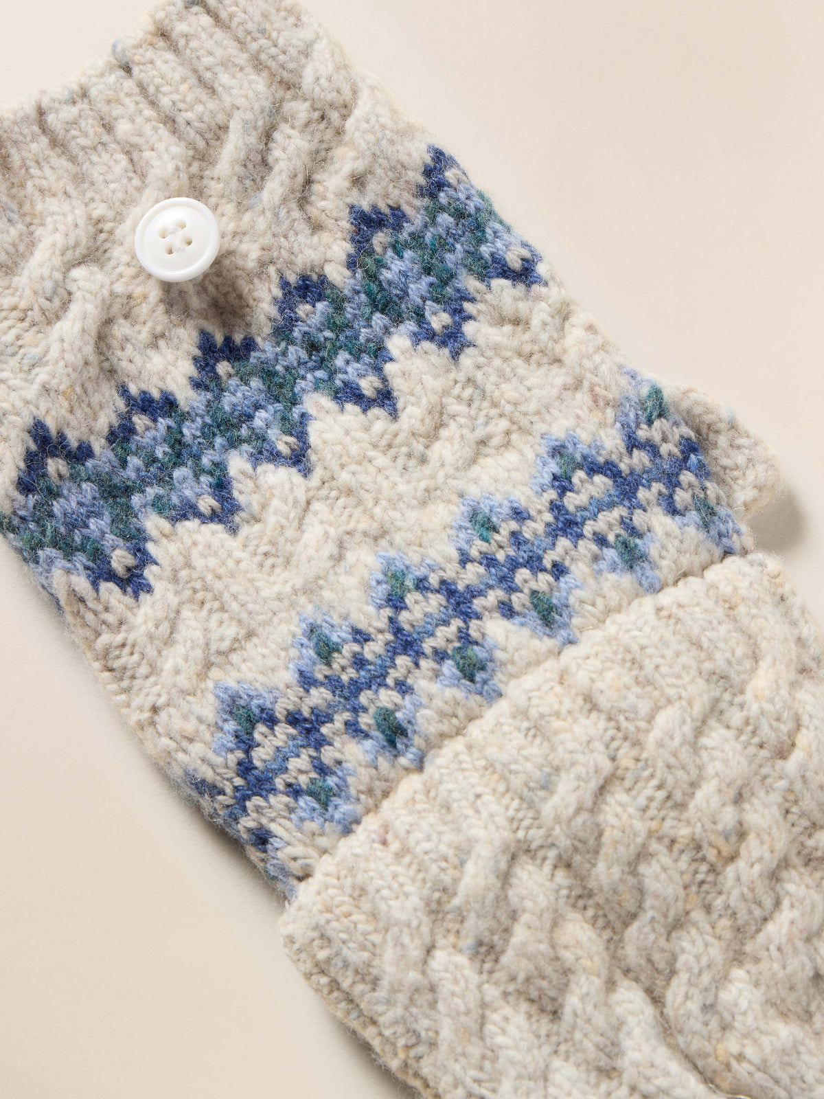 Highland Fairisle Pop Top Mitten - Snow