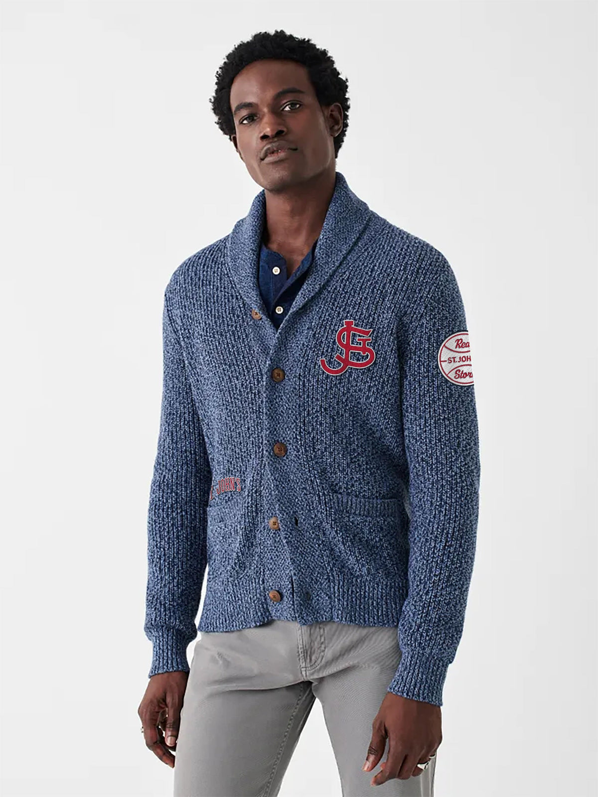 St. John's Marled Cotton Cardigan - Navy Night Marl