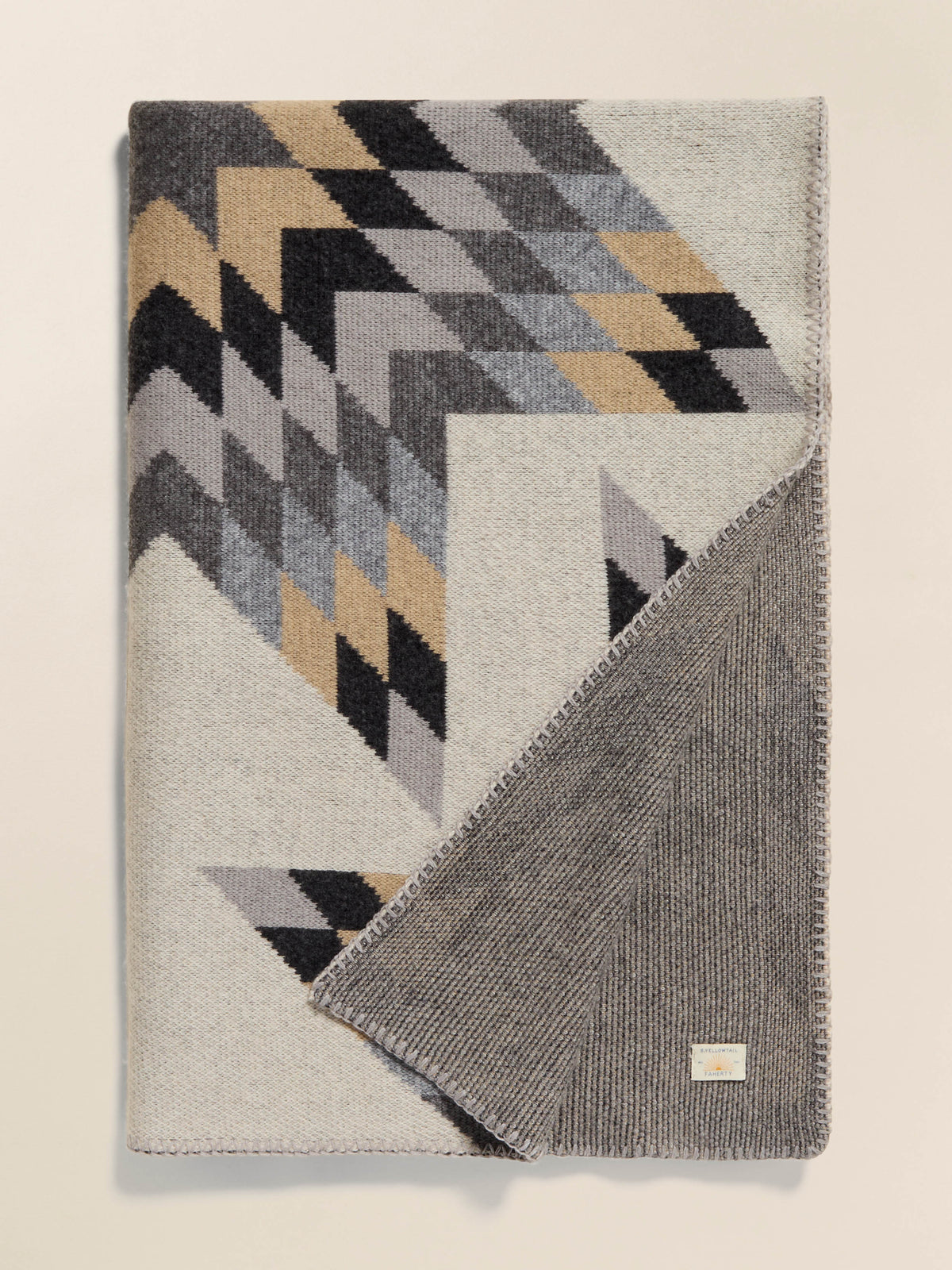 B. Yellowtail Star Patchwork Blanket - Grey Star Patchwork