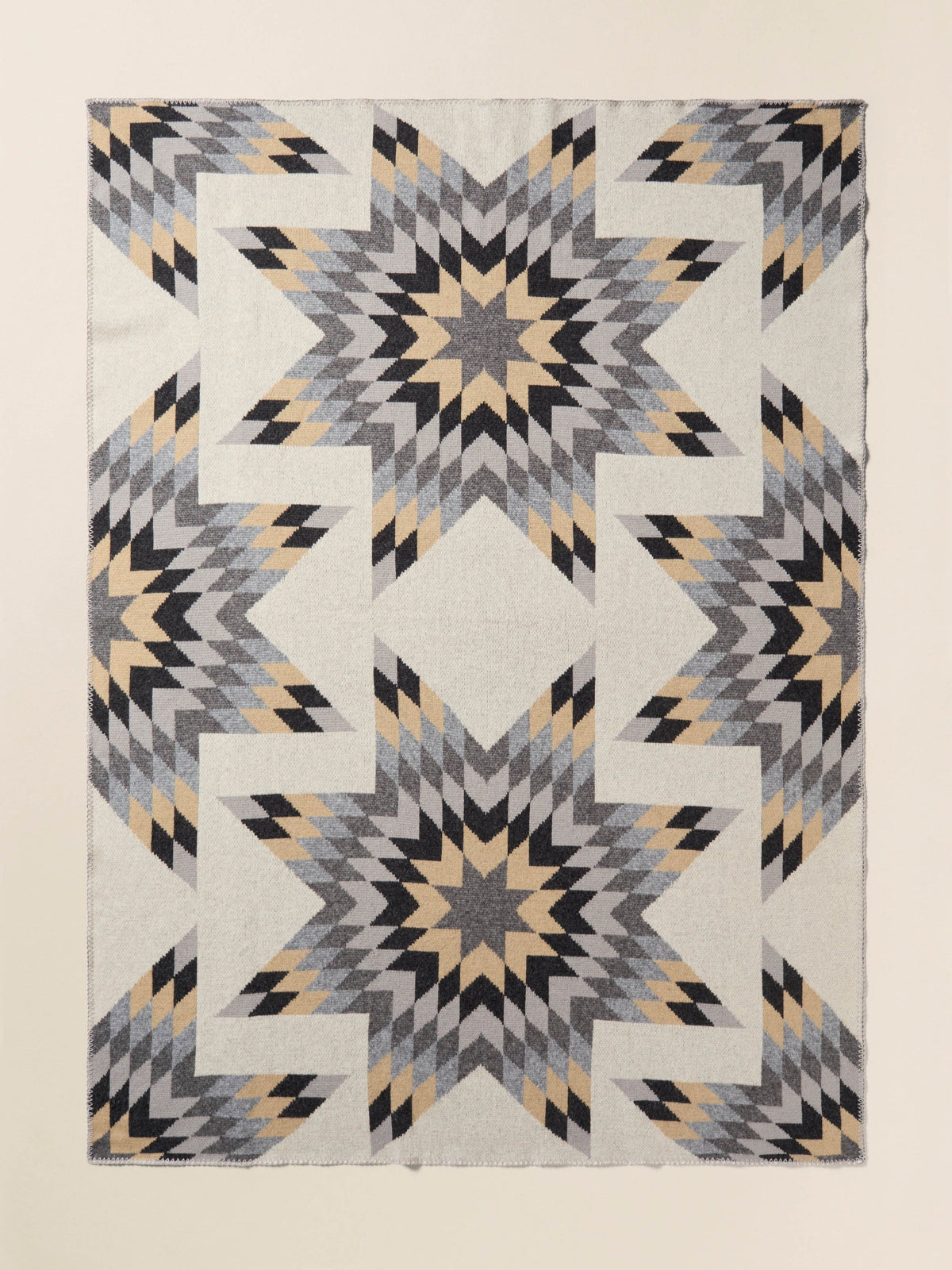 B. Yellowtail Star Patchwork Blanket - Grey Star Patchwork