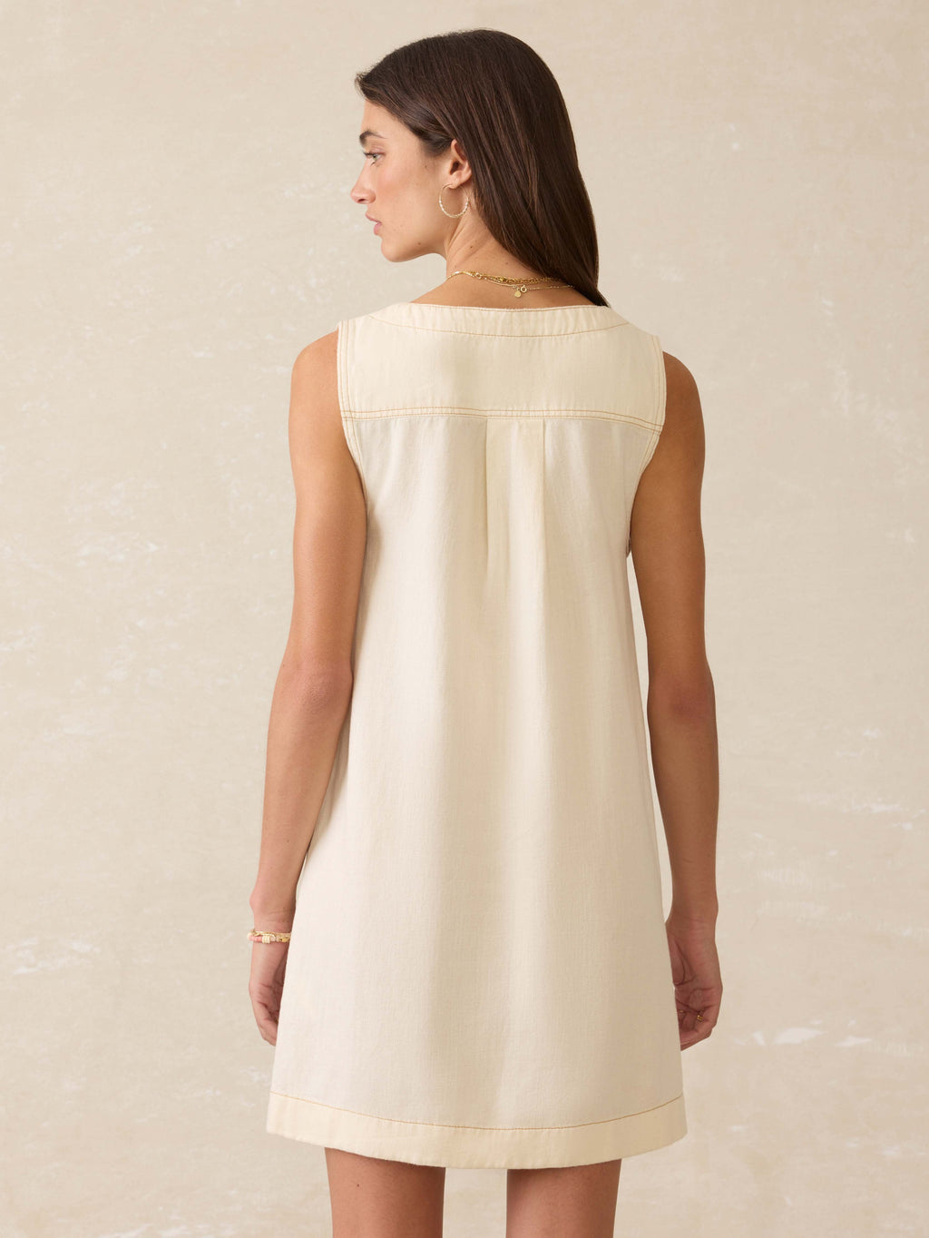 Linen Denim Malibu Mini Dress - Whitecliff Wash