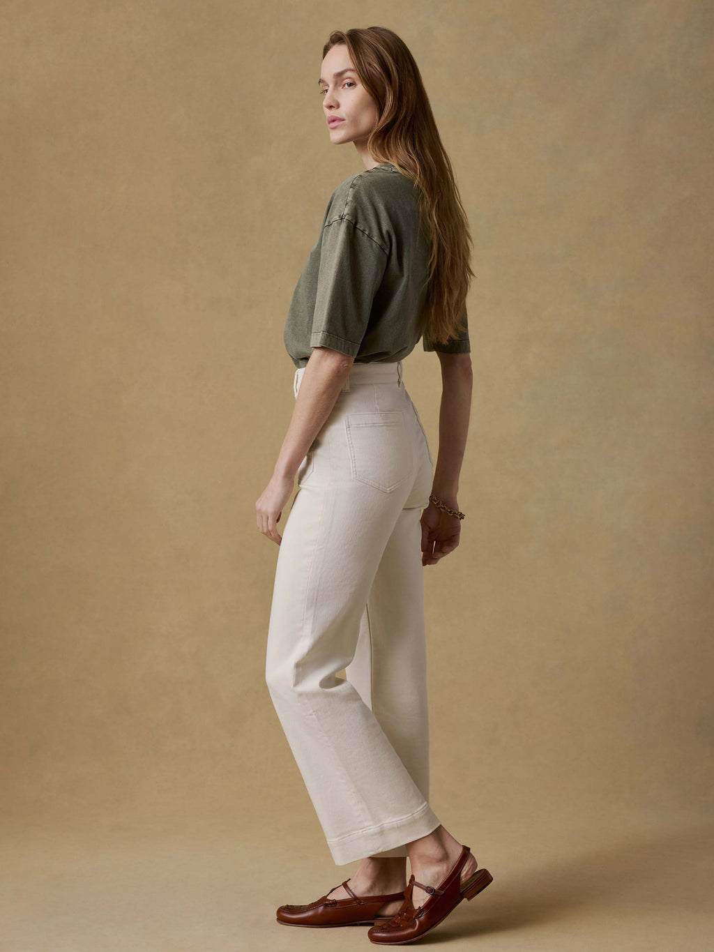 Stretch Terry Patch Pocket Ankle Pant - Egret