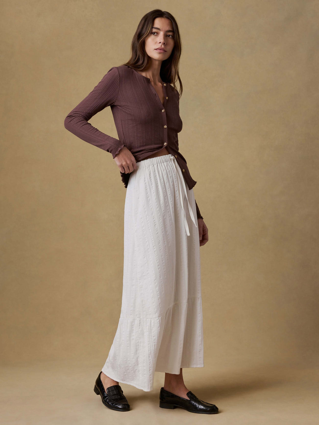 Dune Cotton Gauze Rees Skirt - White