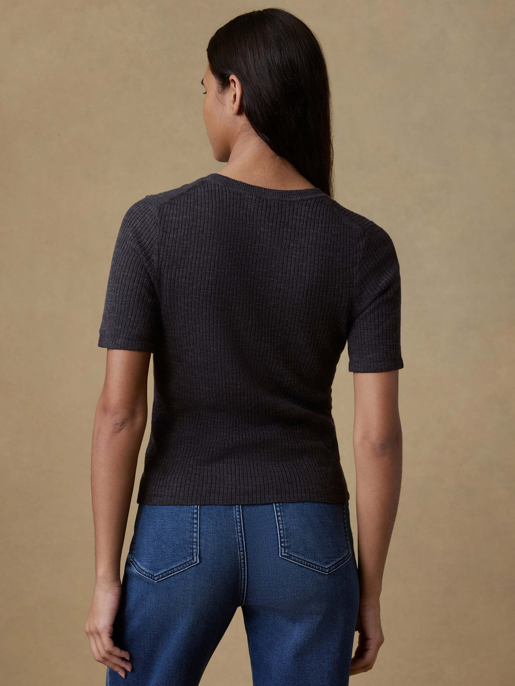 Miramar Linen Mini Rib Tee - Washed Black
