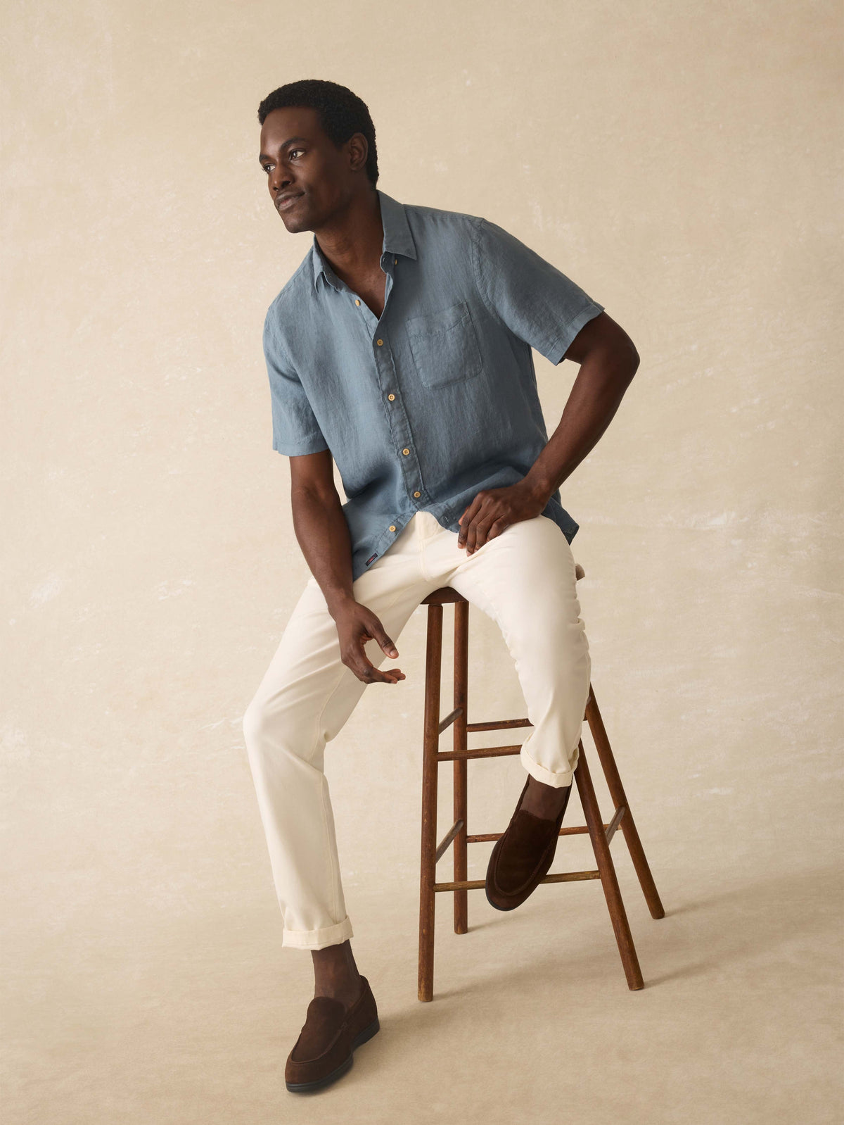 Short-Sleeve Laguna Linen Shirt - Deep Marine