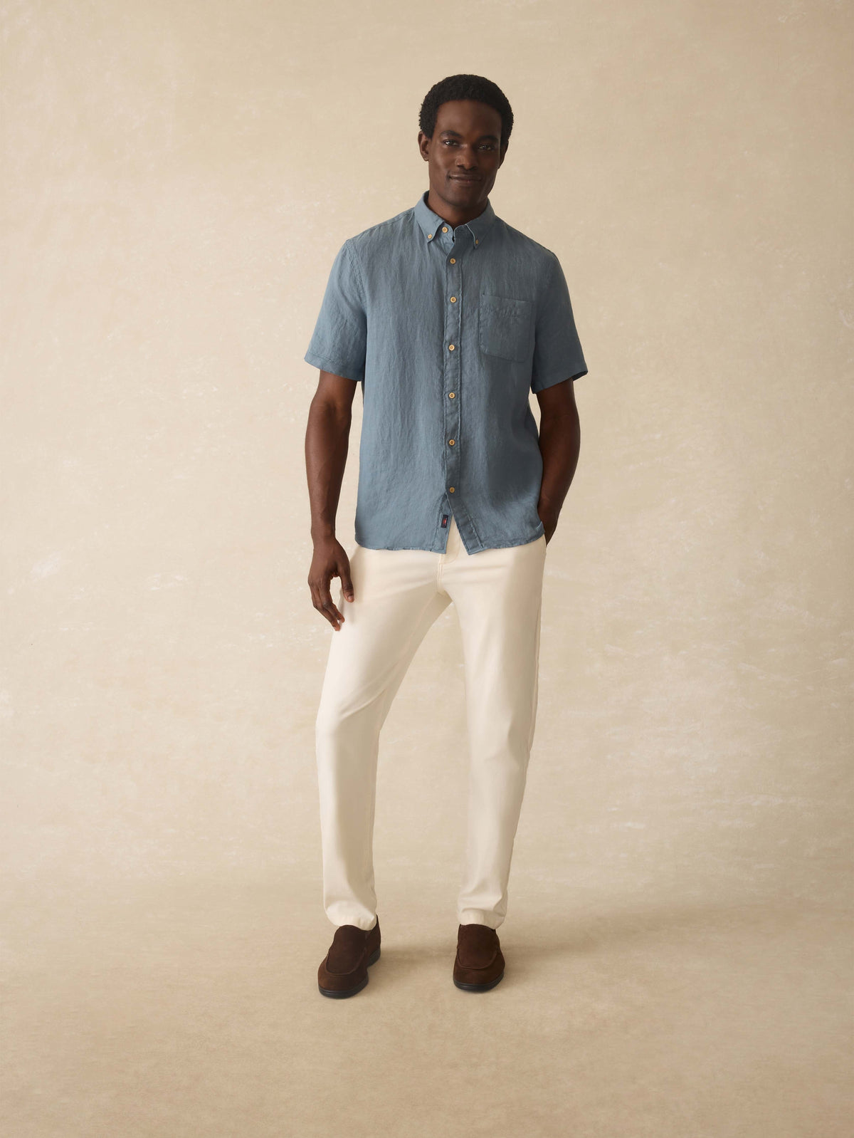 Short-Sleeve Laguna Linen Shirt - Deep Marine