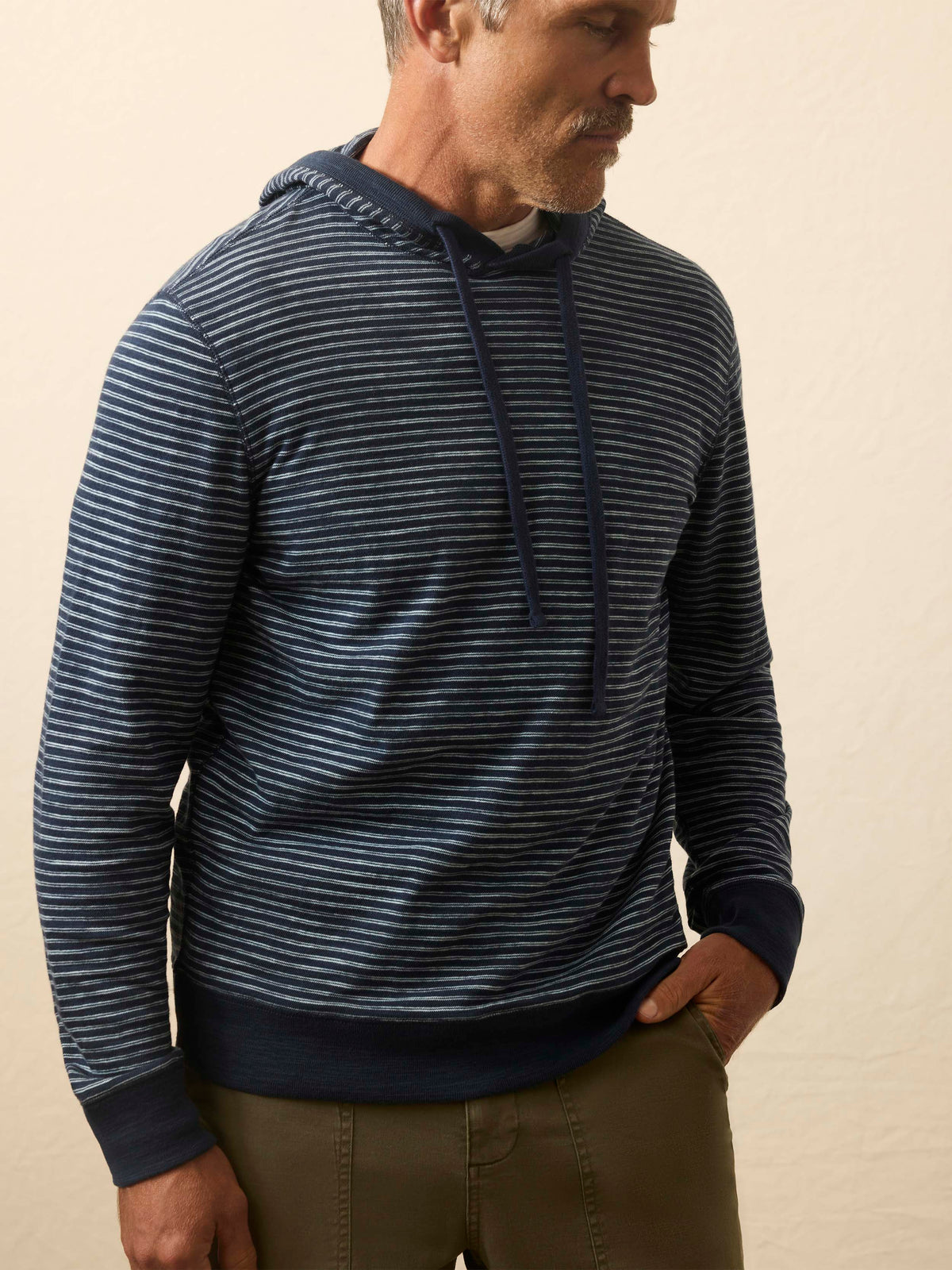 Sunwashed Organic Hoodie - Navy Stream Stripe