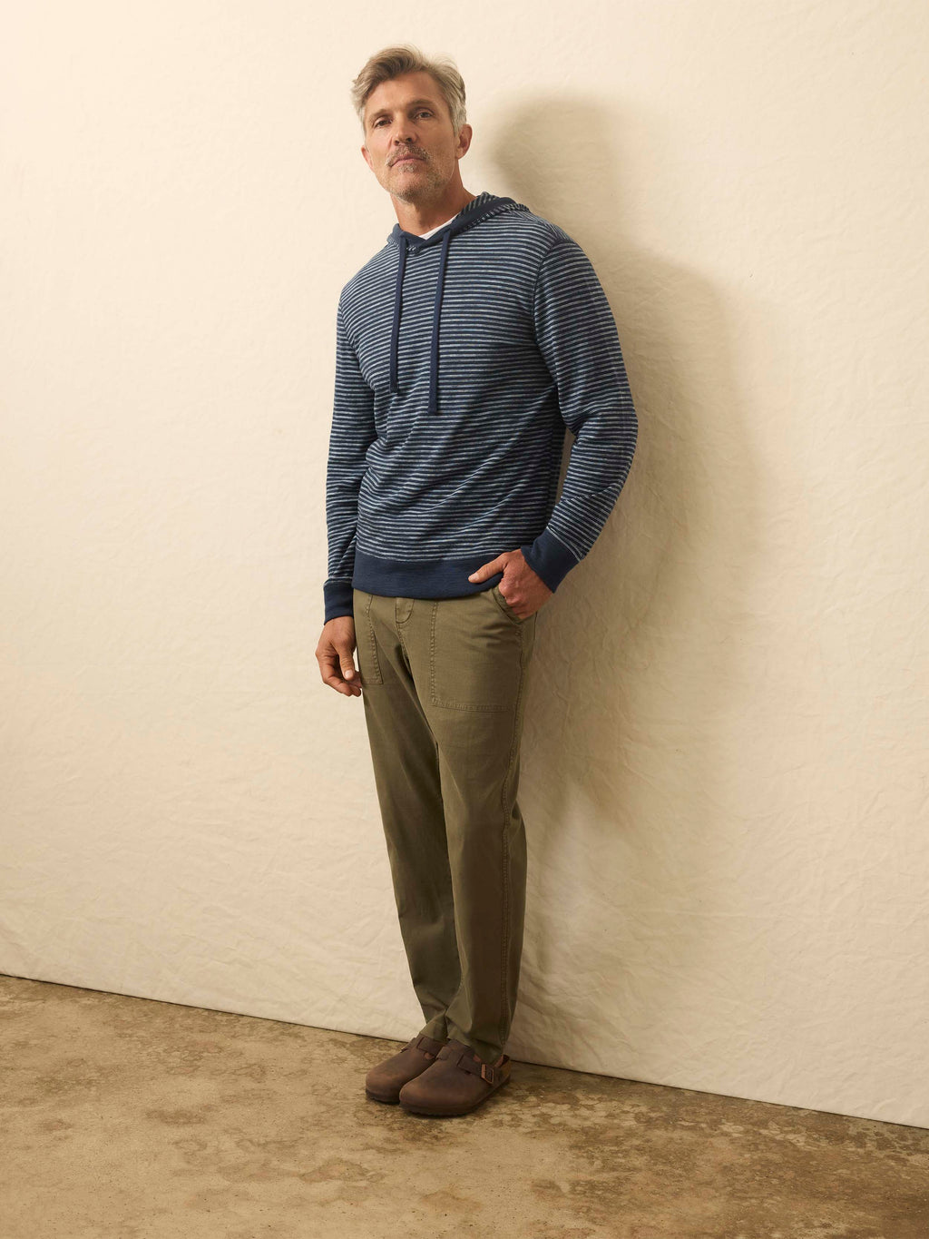 Sunwashed Organic Hoodie - Navy Stream Stripe
