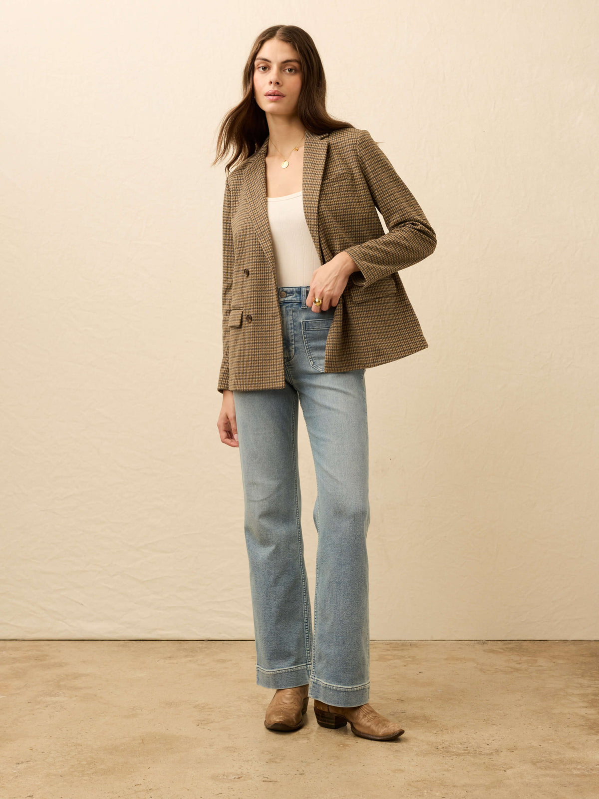 Inlet Knit Double Breasted Blazer - Rockhill Houndstooth
